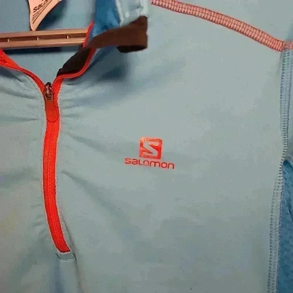 Salomon Quarter Zip Womens S Mid Layer Lightweight Long Sleeve Two Tone Blue - Picture 2 of 5